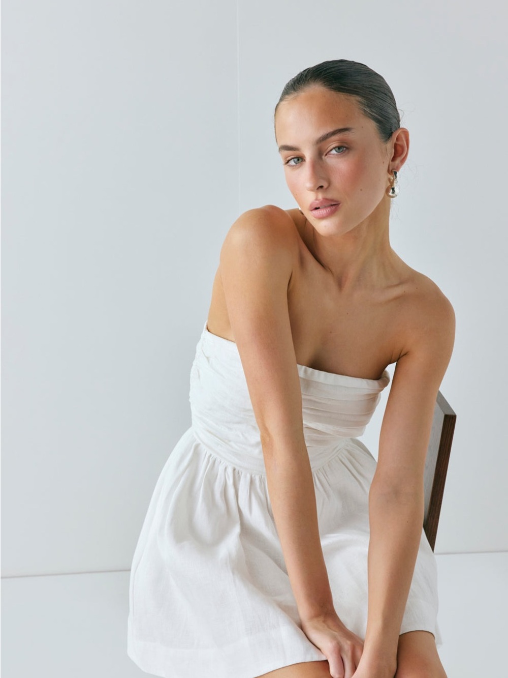 SAINT MALO LINEN MINI DRESS WHITE NWT - Picture 2 of 8